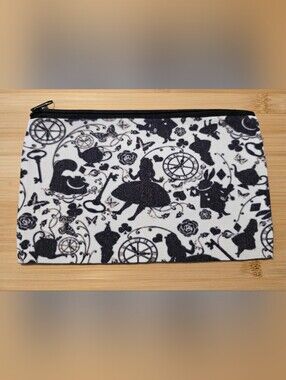 ♠️ Alice in Wonderland Silhouette Pouch Cosmetic Makeup Bag Canvas NWOT